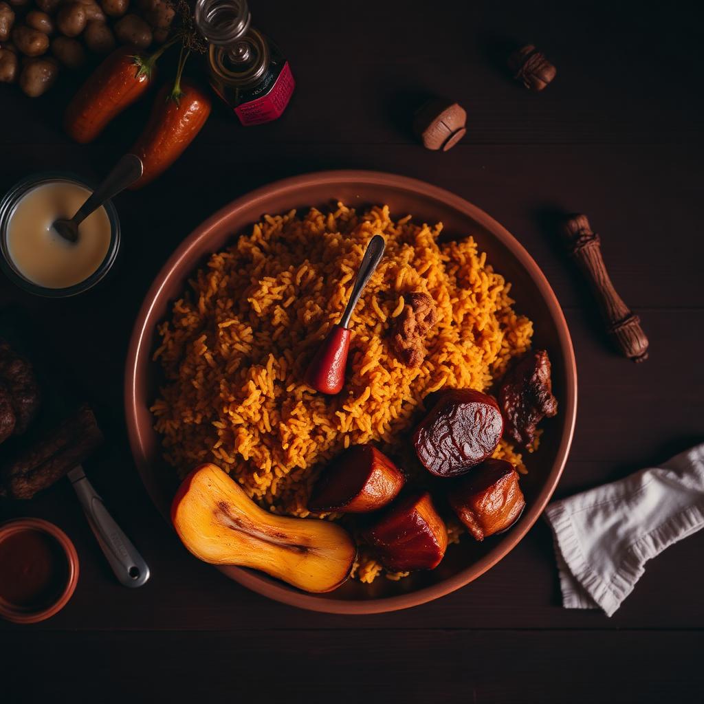 Nigerian party jollof and grilled trays